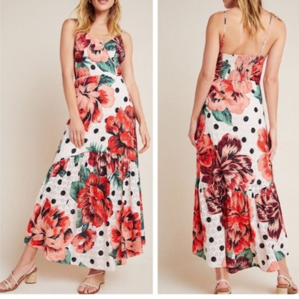 Anthropologie Farm Rio Riviera Eyelet Midi Dress